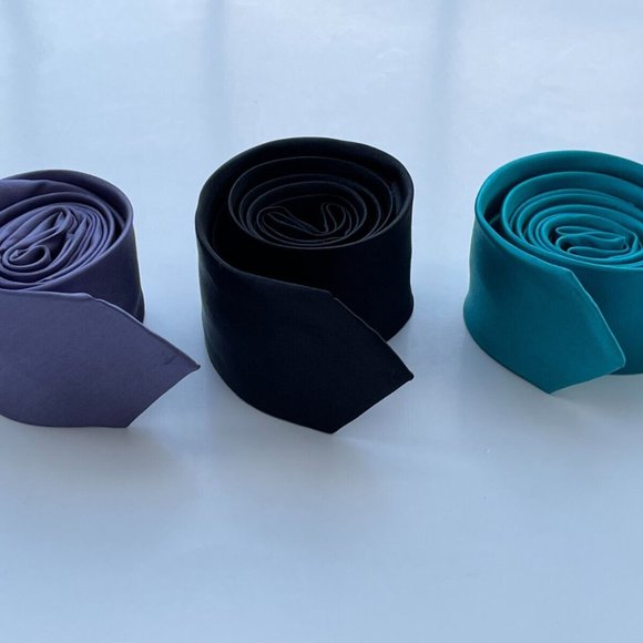 Lot of 3 Ties Men Necktie Black Turqouise Purple Slim Ties New - Picture 4 of 7